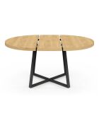 Table à manger ronde extensible Sana bois/noir - 110/150x110x75 cm