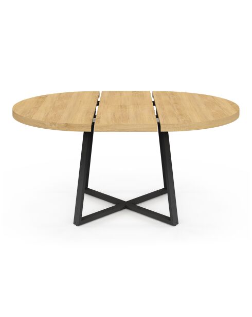 Table à manger ronde extensible Sana bois/noir - 110/150x110x75 cm