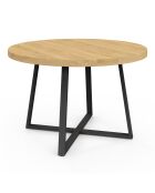 Table à manger ronde extensible Sana bois/noir - 110/150x110x75 cm