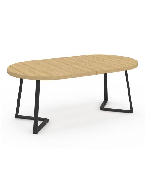 Table à manger ronde extensible Sana bois/noir  - 110/200x110x75 cm