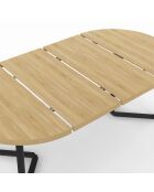 Table à manger ronde extensible Sana bois/noir  - 110/200x110x75 cm