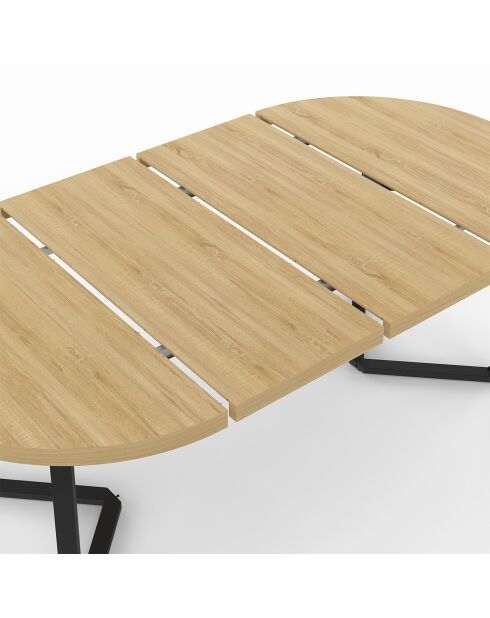 Table à manger ronde extensible Sana bois/noir  - 110/200x110x75 cm