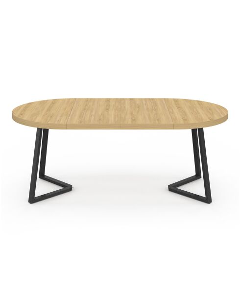 Table à manger ronde extensible Sana bois/noir  - 110/200x110x75 cm