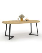 Table à manger ronde extensible Sana bois/noir  - 110/200x110x75 cm