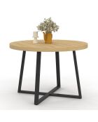 Table à manger ronde extensible Sana bois/noir  - 110/200x110x75 cm