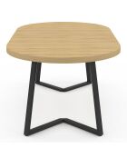 Table à manger ronde extensible Sana bois/noir  - 110/200x110x75 cm