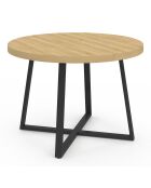 Table à manger ronde extensible Sana bois/noir  - 110/200x110x75 cm