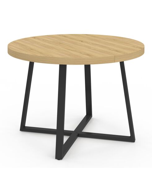 Table à manger ronde extensible Sana bois/noir  - 110/200x110x75 cm