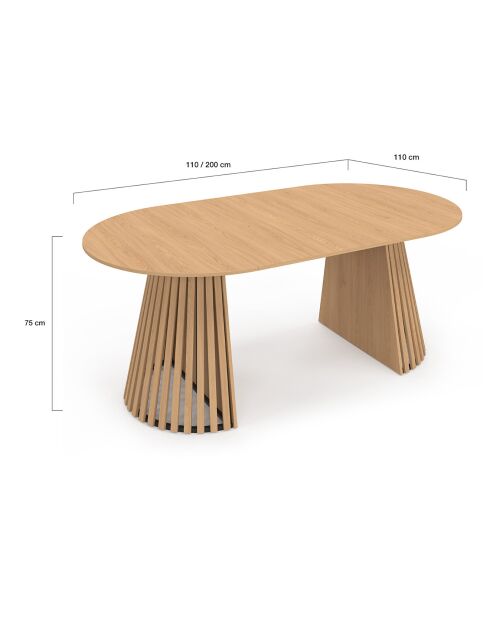 Table à manger ronde extensible Camélia bois  - 110/200x110x75 cm