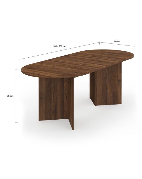 Gabin ausziehbarer Esstisch in Nussbaumholz-Optik - 160/200x90x75 cm