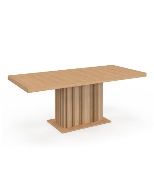 Table à manger extensible Faustine bois et pied lattes avec rangement intégré bois - 160/200x90x75 cm