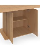 Table à manger extensible Faustine bois et pied lattes avec rangement intégré bois - 160/200x90x75 cm