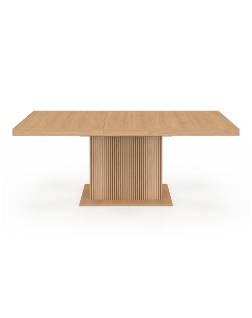 Table à manger extensible Faustine bois et pied lattes avec rangement intégré bois - 160/200x90x75 cm