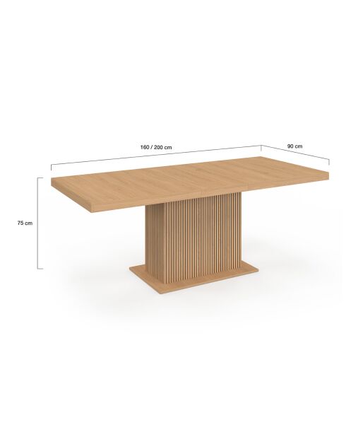 Table à manger extensible Faustine bois et pied lattes avec rangement intégré bois - 160/200x90x75 cm