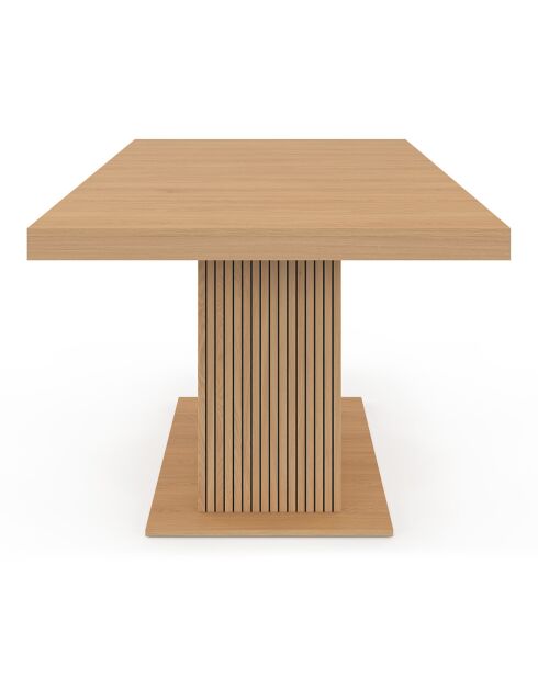 Table à manger extensible Faustine bois et pied lattes avec rangement intégré bois - 160/200x90x75 cm
