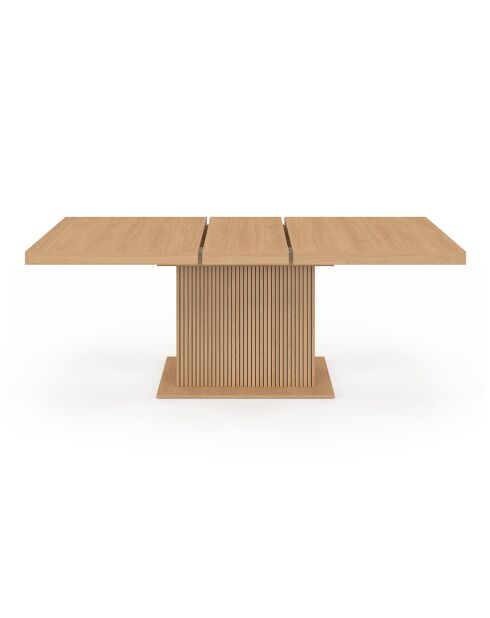 Table à manger extensible Faustine bois et pied lattes avec rangement intégré bois - 160/200x90x75 cm