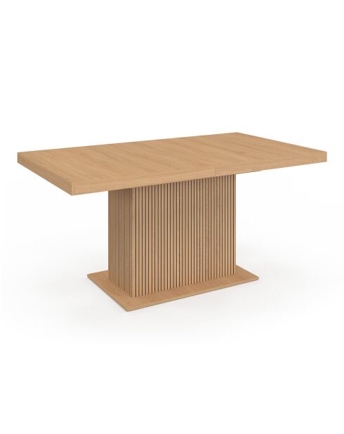 Table à manger extensible Faustine bois et pied lattes avec rangement intégré bois - 160/200x90x75 cm