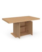 Table à manger extensible Faustine bois et pied lattes avec rangement intégré bois - 160/200x90x75 cm