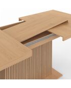 Table à manger extensible Faustine bois et pied lattes avec rangement intégré bois - 160/200x90x75 cm