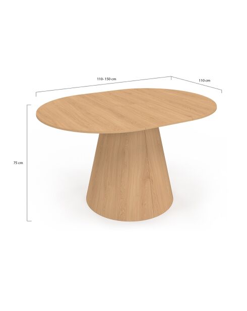 Table à manger ronde extensible Elvis bois  - 110/150x110x75 cm