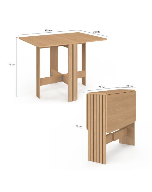 Table à manger dépliable Faustine bois et lattes bois  - 27x76x75 cm