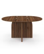 Table à manger ronde extensible Japandi bois effet noyer - 110/150x110x75 cm