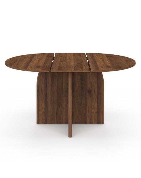 Table à manger ronde extensible Japandi bois effet noyer - 110/150x110x75 cm