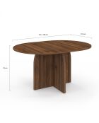Table à manger ronde extensible Japandi bois effet noyer - 110/150x110x75 cm