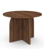 Table à manger ronde extensible Japandi bois effet noyer - 110/150x110x75 cm