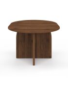 Table à manger ronde extensible Japandi bois effet noyer - 110/150x110x75 cm