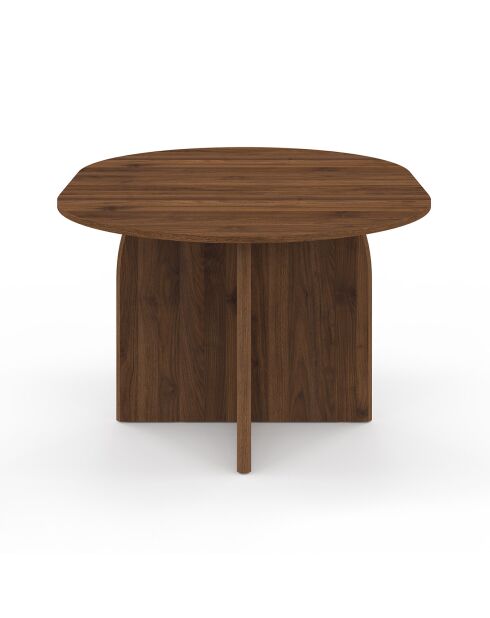 Table à manger ronde extensible Japandi bois effet noyer - 110/150x110x75 cm