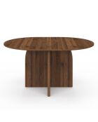 Table à manger ronde extensible Japandi bois effet noyer - 110/150x110x75 cm