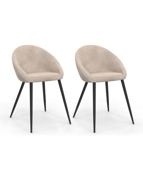 2 Chaises Dory en velours taupe - 54x52x77 cm