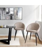 2 Chaises Dory en velours taupe - 54x52x77 cm