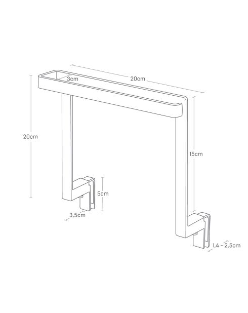 Weißer schwimmender Handtuchhalter - 20x9-10x19,5 cm