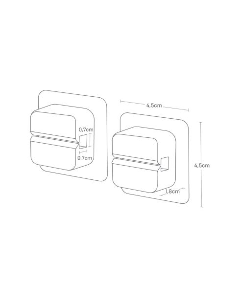 2 Clips multi-usages blancs - 4.5x1.8x4.5 cm