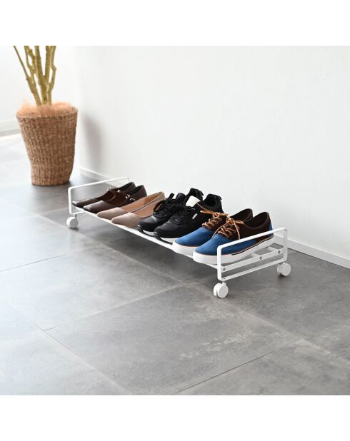 Etagère à chaussures avec roulettes blanche - 83.5x27.5x14.5 cm