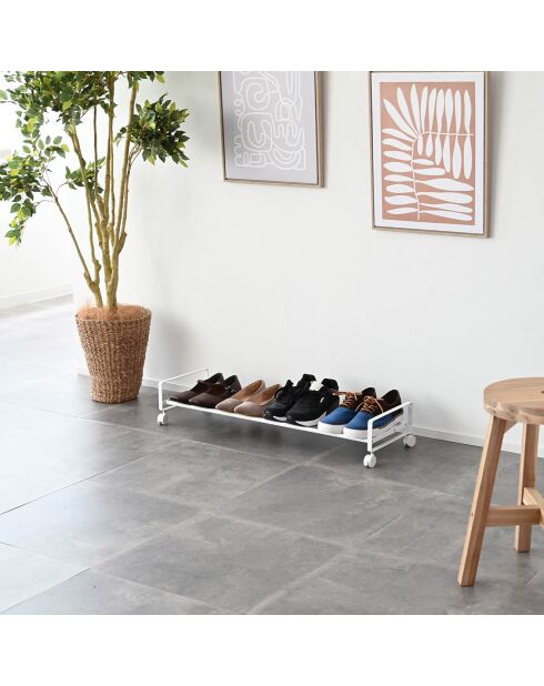 Etagère à chaussures avec roulettes blanche - 83.5x27.5x14.5 cm