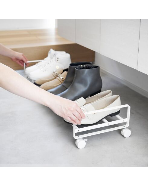 Etagère à chaussures avec roulettes blanche - 83.5x27.5x14.5 cm
