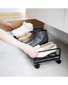 Etagère à chaussures avec roulettes noire - 83.5x27.5x14.5 cm
