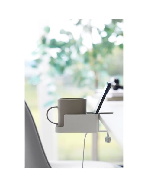 Porte-téléphone & Porte-gobelet de table blanc - 9x16.5x8.2-11 cm