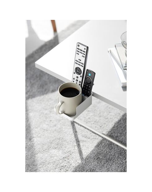 Porte-téléphone & Porte-gobelet de table blanc - 9x16.5x8.2-11 cm