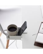 Soporte para teléfono y portavasos de mesa blancos - 9x16,5x8.2-11 cm