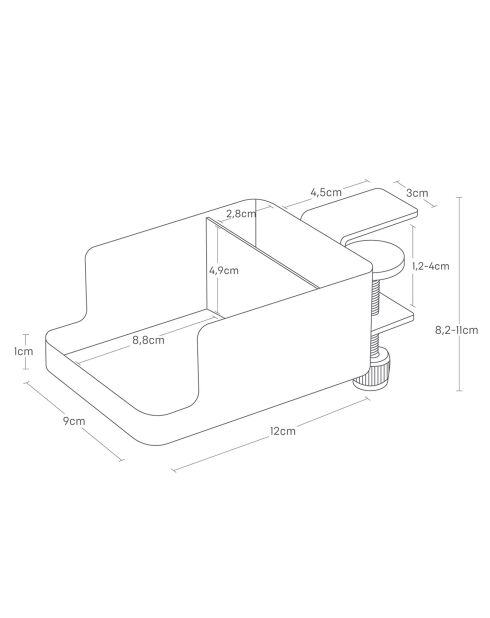 Soporte para teléfono y portavasos de mesa blancos - 9x16,5x8.2-11 cm