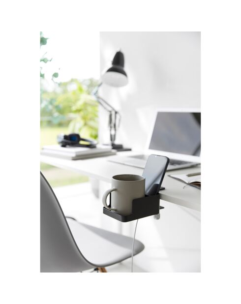 Porte-téléphone & Porte-gobelet de table noir - 9x16.5x8.2-11 cm