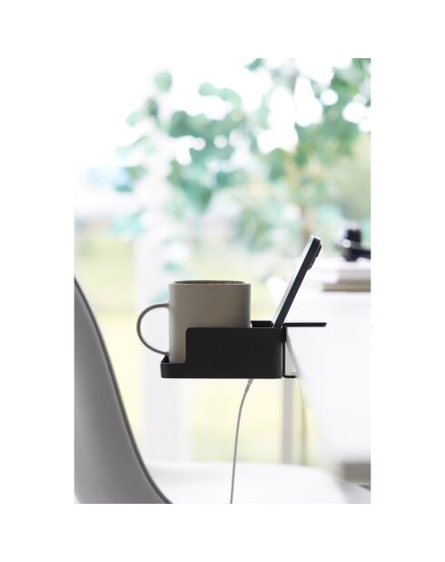 Porte-téléphone & Porte-gobelet de table noir - 9x16.5x8.2-11 cm