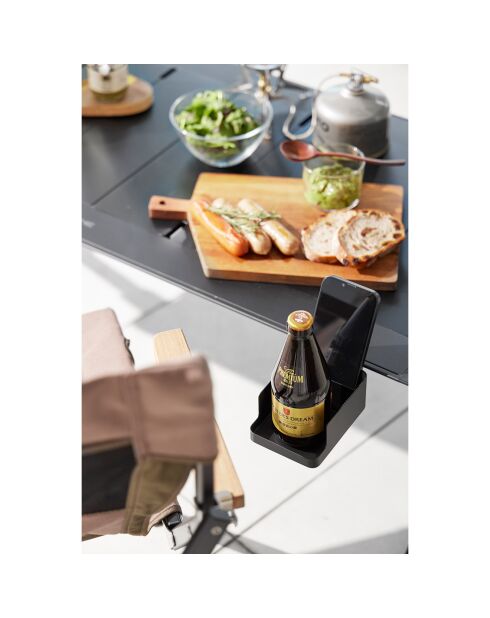 Porte-téléphone & Porte-gobelet de table noir - 9x16.5x8.2-11 cm