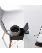 Porta telefono e portabicchieri da tavolo nero - 9x16,5x8,2-11 cm