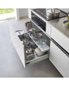 Weiße Schubladenablage, 60-108 x 15 x 3 cm