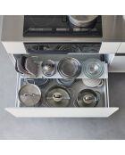 Weiße Schubladenablage, 60-108 x 15 x 3 cm